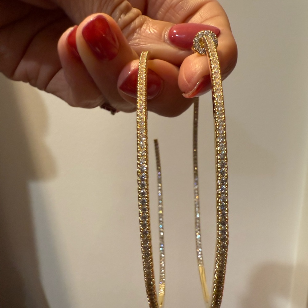 Huge faux diamond hoops Adornmonde